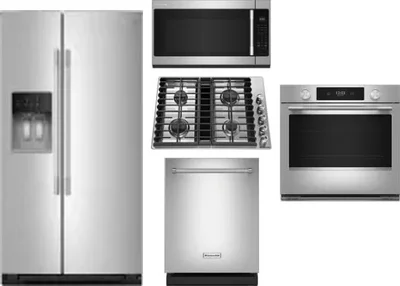5 Piece Package Includes Refrigerator, Cooktop, Wall Oven, Microwave And Dishwasher
