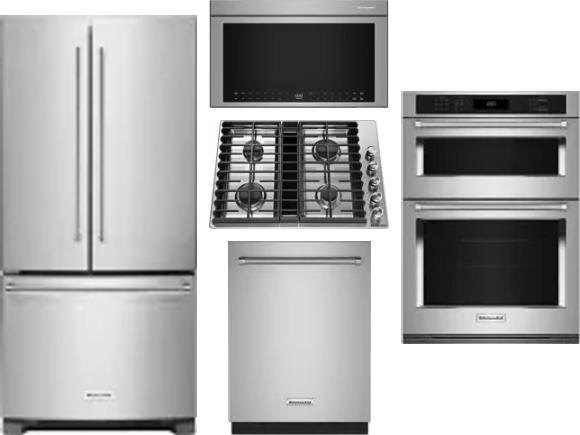 5 Piece Package Includes Refrigerator, Cooktop, Wall Oven, Microwave And Dishwasher