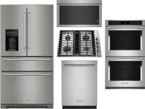5 Piece Package Includes Refrigerator, Cooktop, Wall Oven, Microwave And Dishwasher