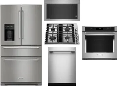 5 Piece Package Includes Refrigerator, Cooktop, Wall Oven, Microwave And Dishwasher