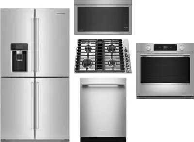 5 Piece Package Includes Refrigerator, Cooktop, Wall Oven, Microwave And Dishwasher