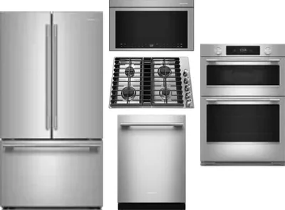 5 Piece Package Includes Refrigerator, Cooktop, Wall Oven, Microwave And Dishwasher