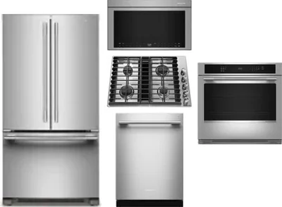 5 Piece Package Includes Refrigerator, Cooktop, Wall Oven, Microwave And Dishwasher