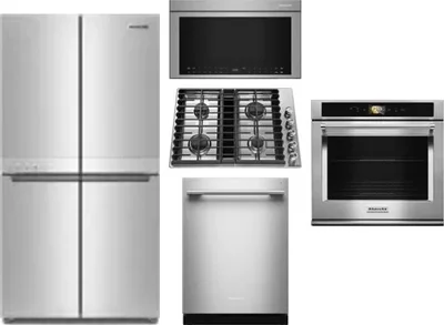 5 Piece Package Includes Refrigerator, Cooktop, Wall Oven, Microwave And Dishwasher