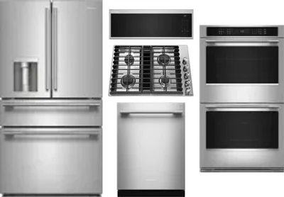 5 Piece Package Includes Refrigerator, Cooktop, Wall Oven, Microwave And Dishwasher