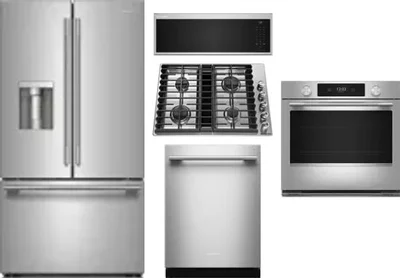 5 Piece Package Includes Refrigerator, Cooktop, Wall Oven, Microwave And Dishwasher