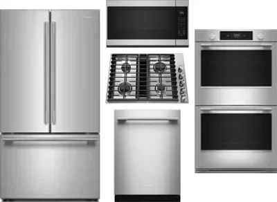 5 Piece Package Includes Refrigerator, Cooktop, Wall Oven, Microwave And Dishwasher