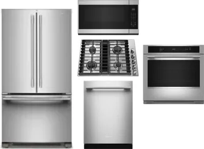 5 Piece Package Includes Refrigerator, Cooktop, Wall Oven, Microwave And Dishwasher