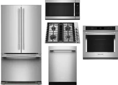 5 Piece Package Includes Refrigerator, Cooktop, Wall Oven, Microwave And Dishwasher