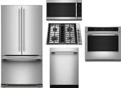 5 Piece Package Includes Refrigerator, Cooktop, Wall Oven, Microwave And Dishwasher