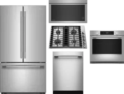 5 Piece Package Includes Refrigerator, Cooktop, Wall Oven, Microwave And Dishwasher