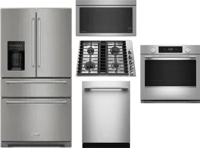 5 Piece Package Includes Refrigerator, Cooktop, Wall Oven, Microwave And Dishwasher