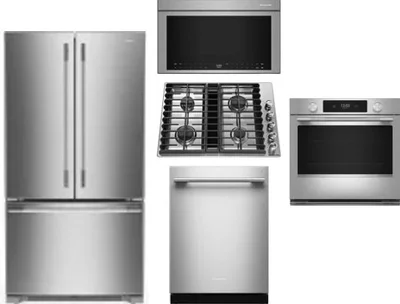 5 Piece Package Includes Refrigerator, Cooktop, Wall Oven, Microwave And Dishwasher