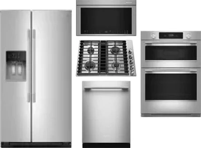 5 Piece Package Includes Refrigerator, Cooktop, Wall Oven, Microwave And Dishwasher