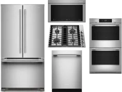 5 Piece Package Includes Refrigerator, Cooktop, Wall Oven, Microwave And Dishwasher