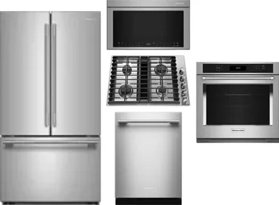 5 Piece Package Includes Refrigerator, Cooktop, Wall Oven, Microwave And Dishwasher
