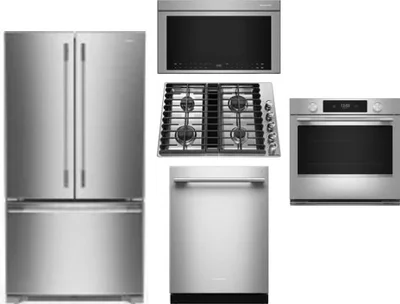 5 Piece Package Includes Refrigerator, Cooktop, Wall Oven, Microwave And Dishwasher