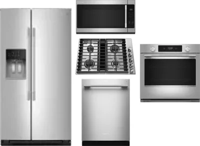 5 Piece Package Includes Refrigerator, Cooktop, Wall Oven, Microwave And Dishwasher