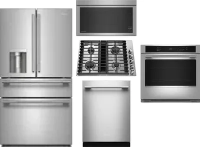 5 Piece Package Includes Refrigerator, Cooktop, Wall Oven, Microwave And Dishwasher