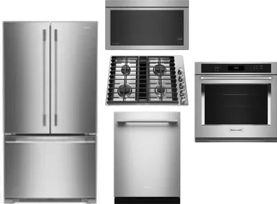 5 Piece Package Includes Refrigerator, Cooktop, Wall Oven, Microwave And Dishwasher