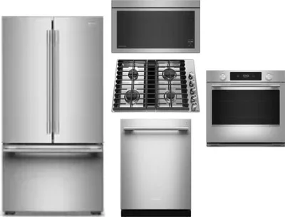 5 Piece Package Includes Refrigerator, Cooktop, Wall Oven, Microwave And Dishwasher
