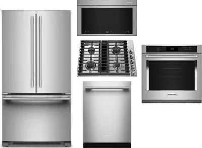 5 Piece Package Includes Refrigerator, Cooktop, Wall Oven, Microwave And Dishwasher