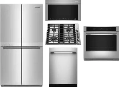 5 Piece Package Includes Refrigerator, Cooktop, Wall Oven, Microwave And Dishwasher