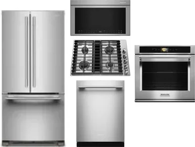 5 Piece Package Includes Refrigerator, Cooktop, Wall Oven, Microwave And Dishwasher