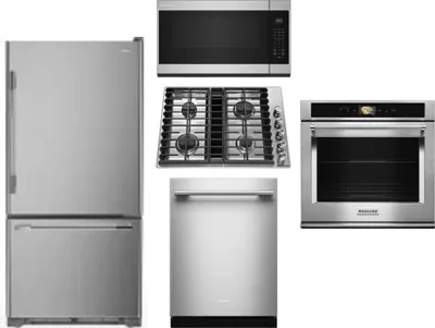 5 Piece Package Includes Refrigerator, Cooktop, Wall Oven, Microwave And Dishwasher