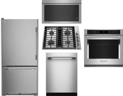 5 Piece Package Includes Refrigerator, Cooktop, Wall Oven, Microwave And Dishwasher