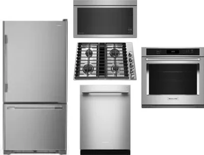 5 Piece Package Includes Refrigerator, Cooktop, Wall Oven, Microwave And Dishwasher
