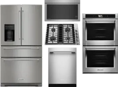 5 Piece Package Includes Refrigerator, Cooktop, Wall Oven, Microwave And Dishwasher