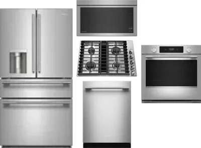 5 Piece Package Includes Refrigerator, Cooktop, Wall Oven, Microwave And Dishwasher