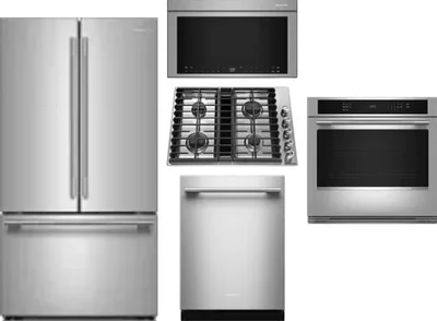5 Piece Package Includes Refrigerator, Cooktop, Wall Oven, Microwave And Dishwasher