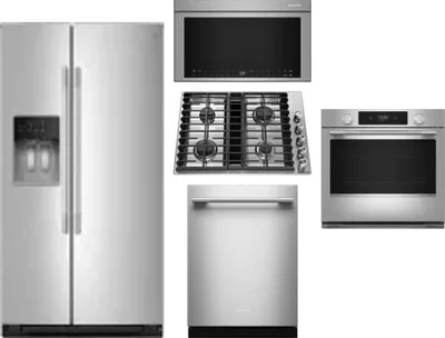 5 Piece Package Includes Refrigerator, Cooktop, Wall Oven, Microwave And Dishwasher