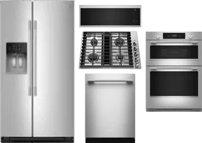 5 Piece Package Includes Refrigerator, Cooktop, Wall Oven, Microwave And Dishwasher
