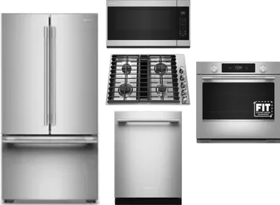 5 Piece Package Includes Refrigerator, Cooktop, Wall Oven, Microwave And Dishwasher