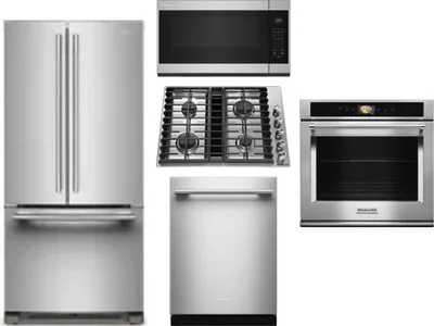 5 Piece Package Includes Refrigerator, Cooktop, Wall Oven, Microwave And Dishwasher