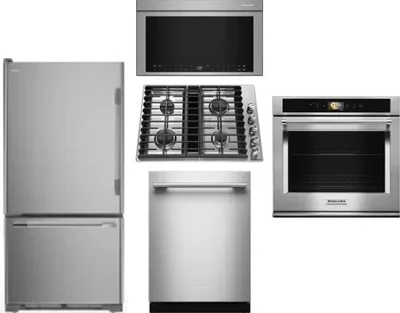 5 Piece Package Includes Refrigerator, Cooktop, Wall Oven, Microwave And Dishwasher