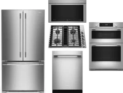 5 Piece Package Includes Refrigerator, Cooktop, Wall Oven, Microwave And Dishwasher
