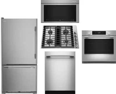 5 Piece Package Includes Refrigerator, Cooktop, Wall Oven, Microwave And Dishwasher