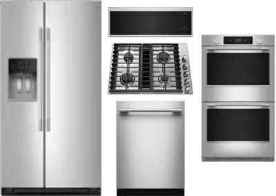 5 Piece Package Includes Refrigerator, Cooktop, Wall Oven, Microwave And Dishwasher