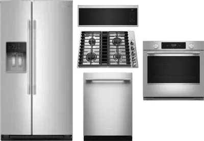 5 Piece Package Includes Refrigerator, Cooktop, Wall Oven, Microwave And Dishwasher