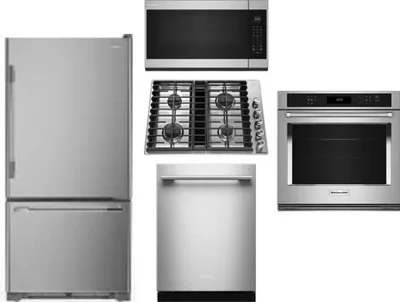 5 Piece Package Includes Refrigerator, Cooktop, Wall Oven, Microwave And Dishwasher