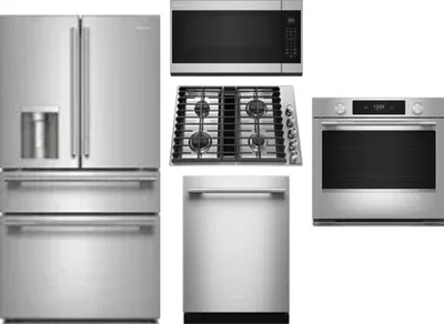 5 Piece Package Includes Refrigerator, Cooktop, Wall Oven, Microwave And Dishwasher