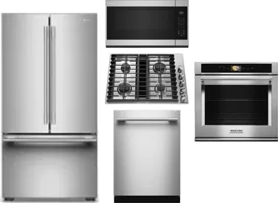 5 Piece Package Includes Refrigerator, Cooktop, Wall Oven, Microwave And Dishwasher