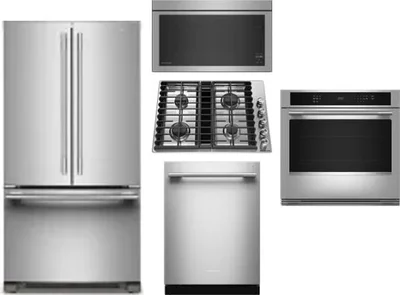 5 Piece Package Includes Refrigerator, Cooktop, Wall Oven, Microwave And Dishwasher
