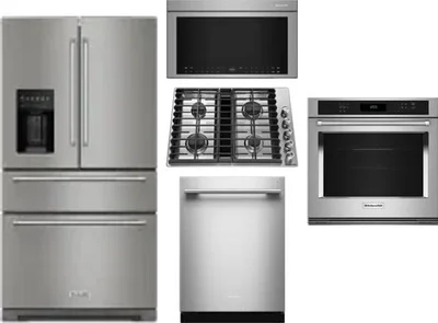 5 Piece Package Includes Refrigerator, Cooktop, Wall Oven, Microwave And Dishwasher