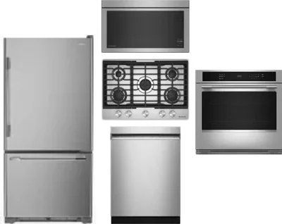 5 Piece Package Includes Refrigerator, Cooktop, Wall Oven, Microwave And Dishwasher
