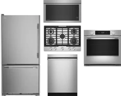 5 Piece Package Includes Refrigerator, Cooktop, Wall Oven, Microwave And Dishwasher
